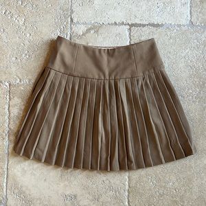 Love Ady Khaki Pleated Mini Skirt, Size Small
